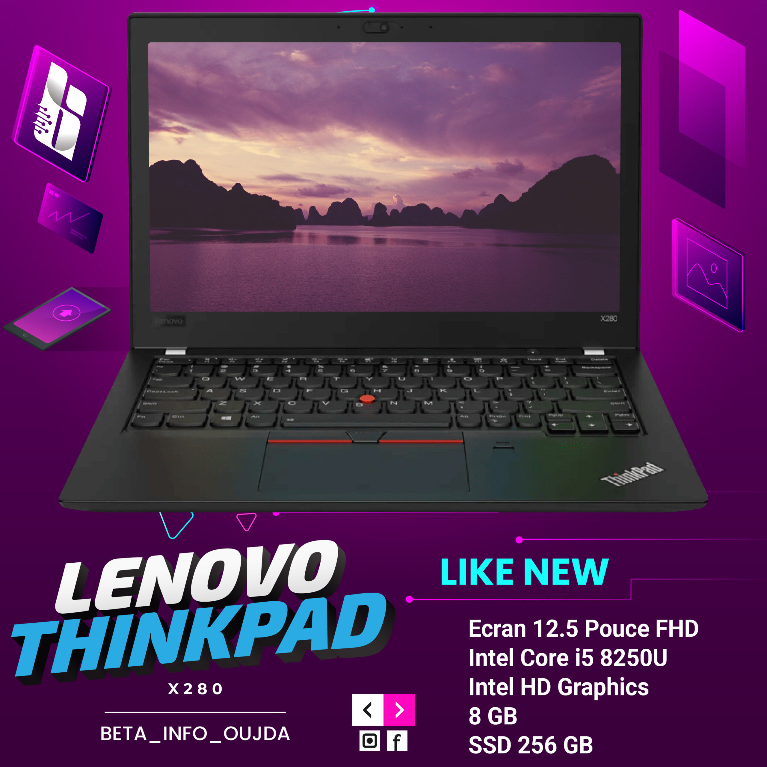 Lenovo ThinkPad X280 i5 8250U - betainformatique.ma