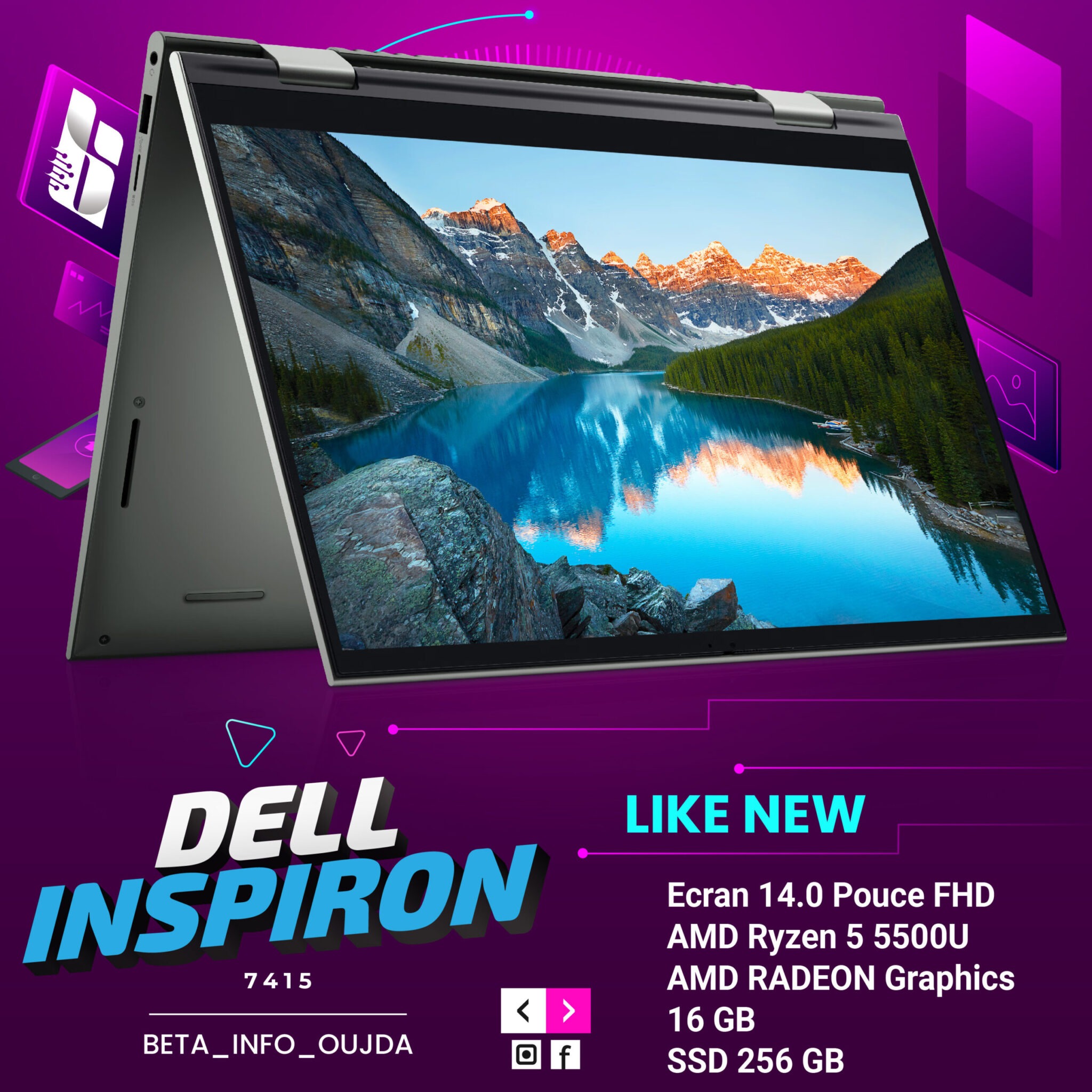 Dell Inspiron 7415 2in1 TouchScreen Ryzen 5 5500U - BETA INFO OUJDA