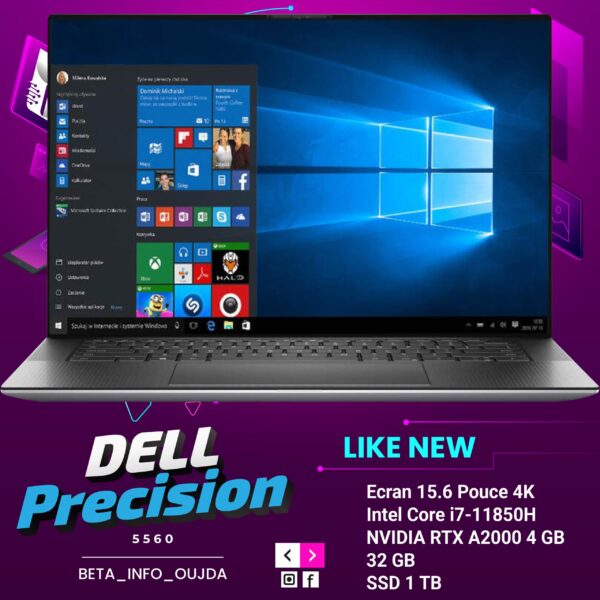 DELL Precision 5560 (I7 11eme/32Go/1To SSD/4K/RTX A2000)